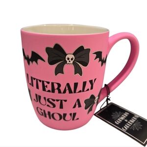 💕🔹️Cobwebs & Cauldrons🔹️ Pink Halloween Mug with Bats and Bow Ghoul Design